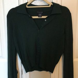 Anthropologie Dark Green Cropped Sweater